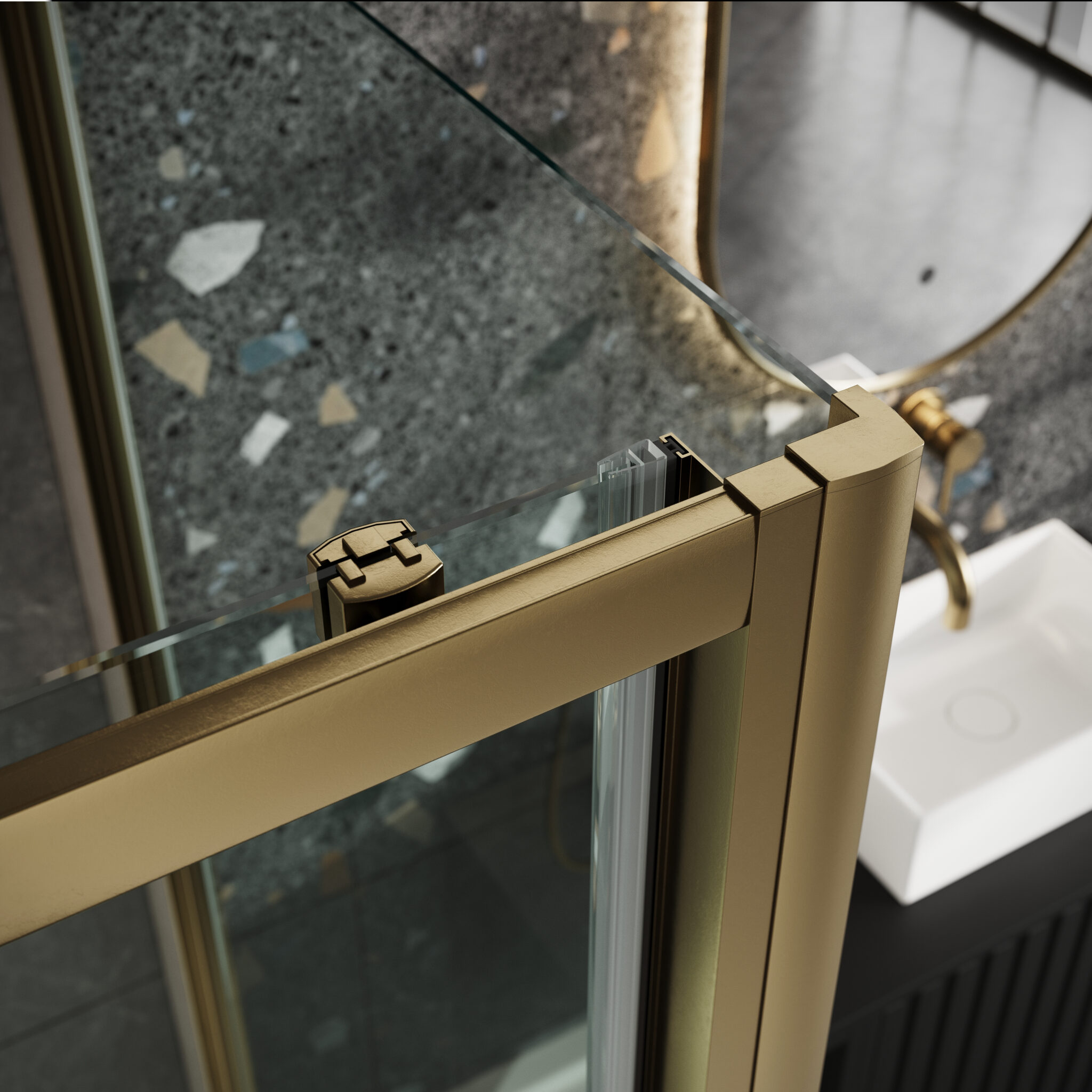 Scudo S6 Brushed Brass Sliding Shower Door – 1000mm & 1200mm, Optional Side Panels-1900mm High - Image 3