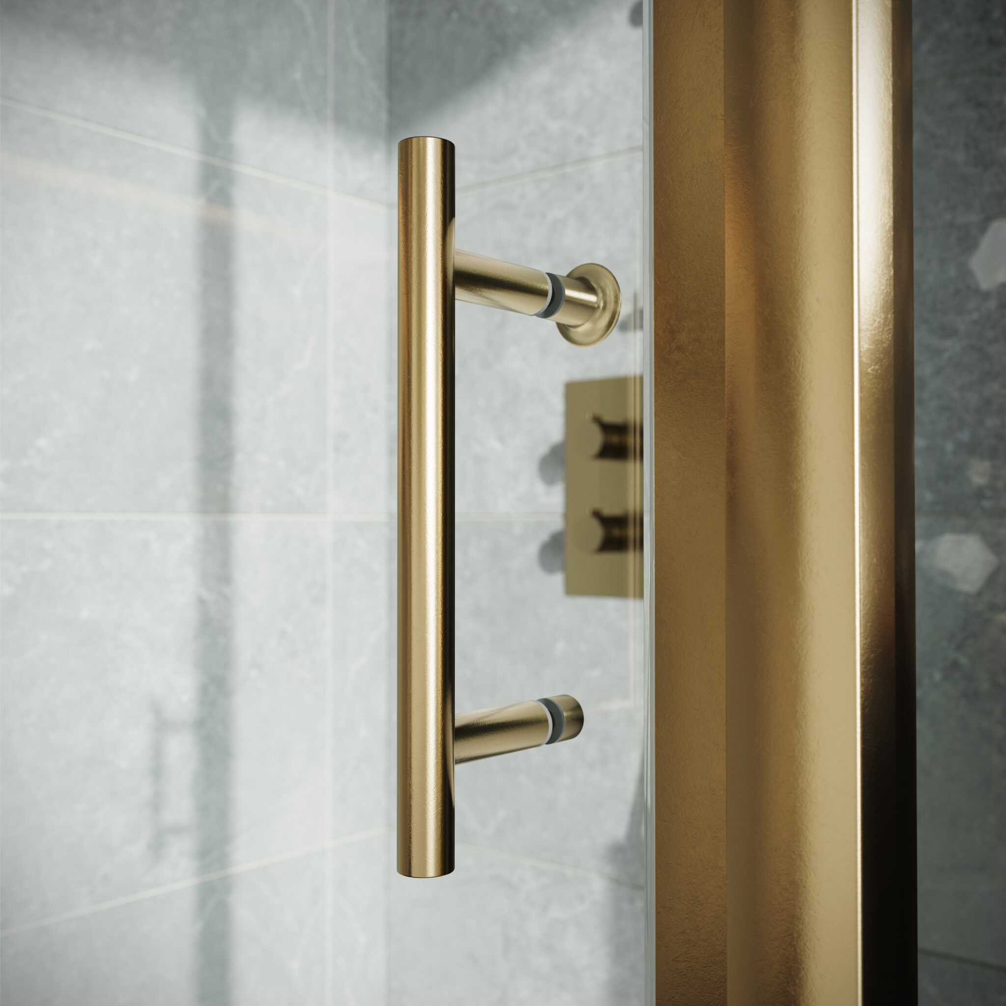 Scudo S6 Brushed Brass Sliding Shower Door – 1000mm & 1200mm, Optional Side Panels-1900mm High - Image 2