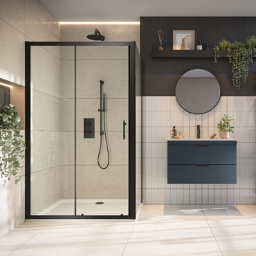 Scudo S6 Black Sliding Shower Door – 1000mm & 1200mm, Optional Side Panels-1850mm High
