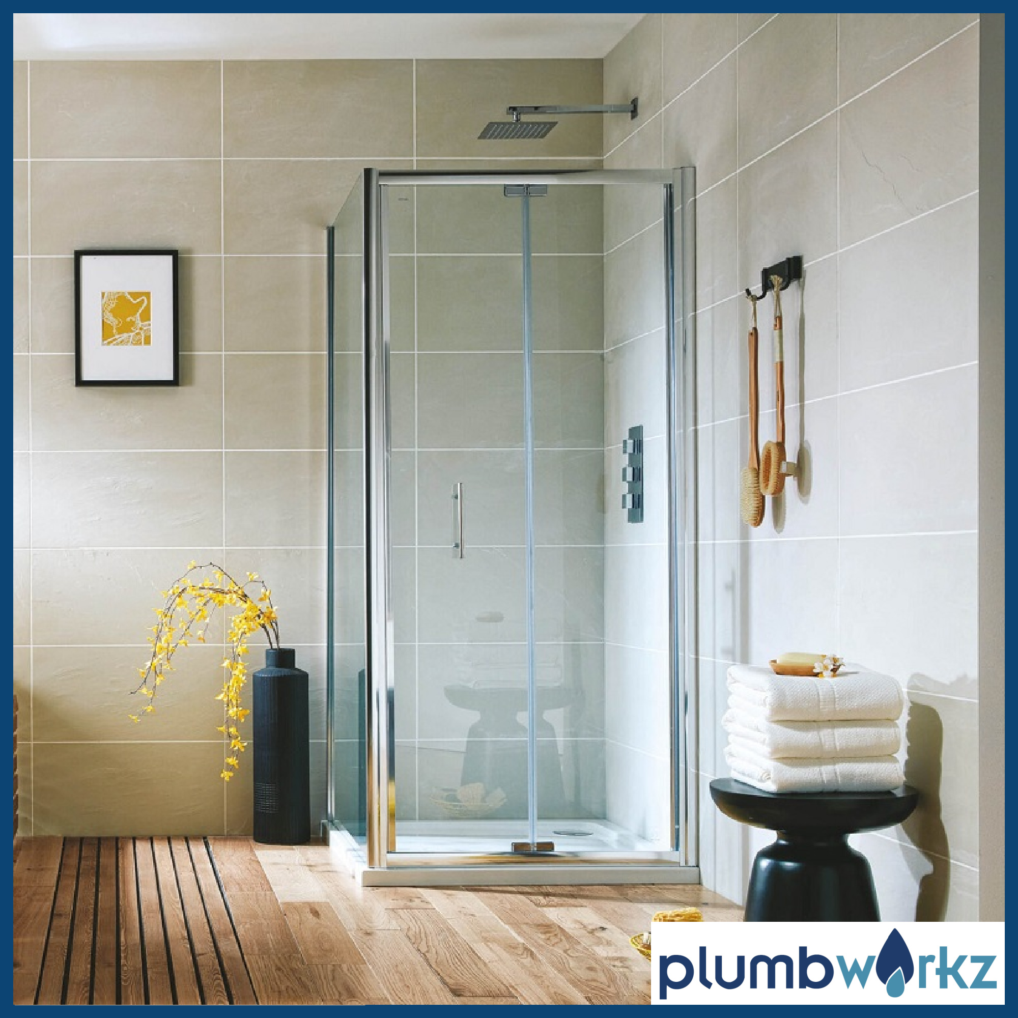 i6 Chrome Semi Frameless Bi-fold Enclosure Optional Side Panel (multiple Sizes)