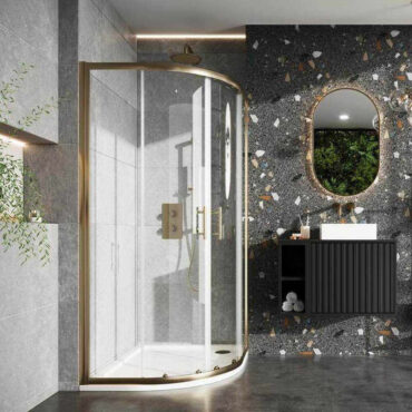 S6 Brushed Brass Quadrant Shower Enclosure – 1900mm Tall, Double Sliding Doors, 800mm & 900mm Options