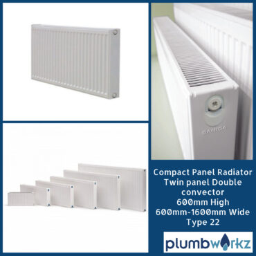 Type 21 Compact Single Convector Radiators – 600mm Height, Various Widths, White Finish