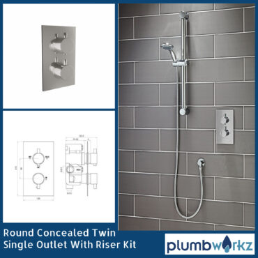 Chrome Round Concealed Thermostatic Valve with Slide Rail & Handset