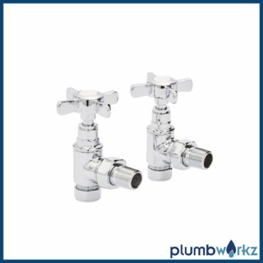 Traditional Cross Head Chrome Angled Rad Valves Pair