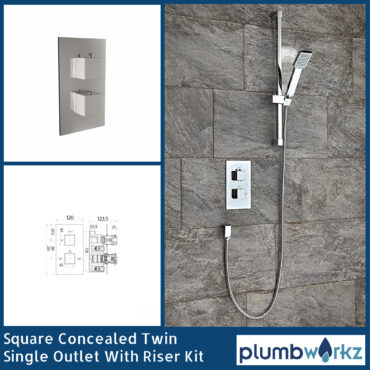 Chrome Square Concealed Thermostatic Valve With Slide Rail & Handset