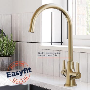 Bristan Echo Easyfit Kitchen Sink Mixer Tap in Brushed Brass – Easy Installation & Swivel Spout