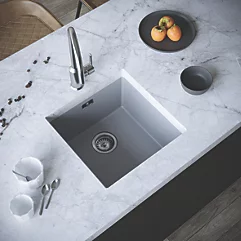 Tempo Comite 1 Bowl Composite Kitchen Sink – Matt Grey, 440mm x 440mm, Inset or Undermount