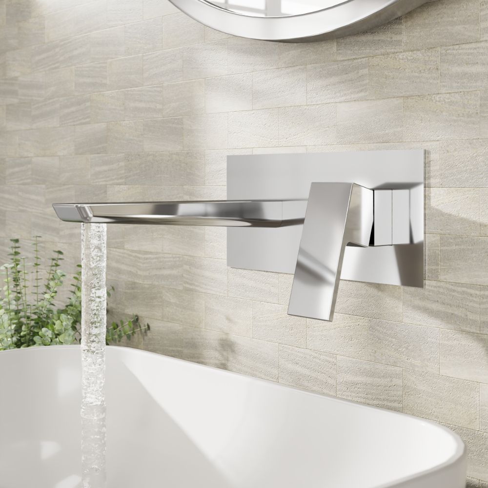 Scudo Muro Wall Mounted Basin Mixer in Polished Chrome Finish - Image 2