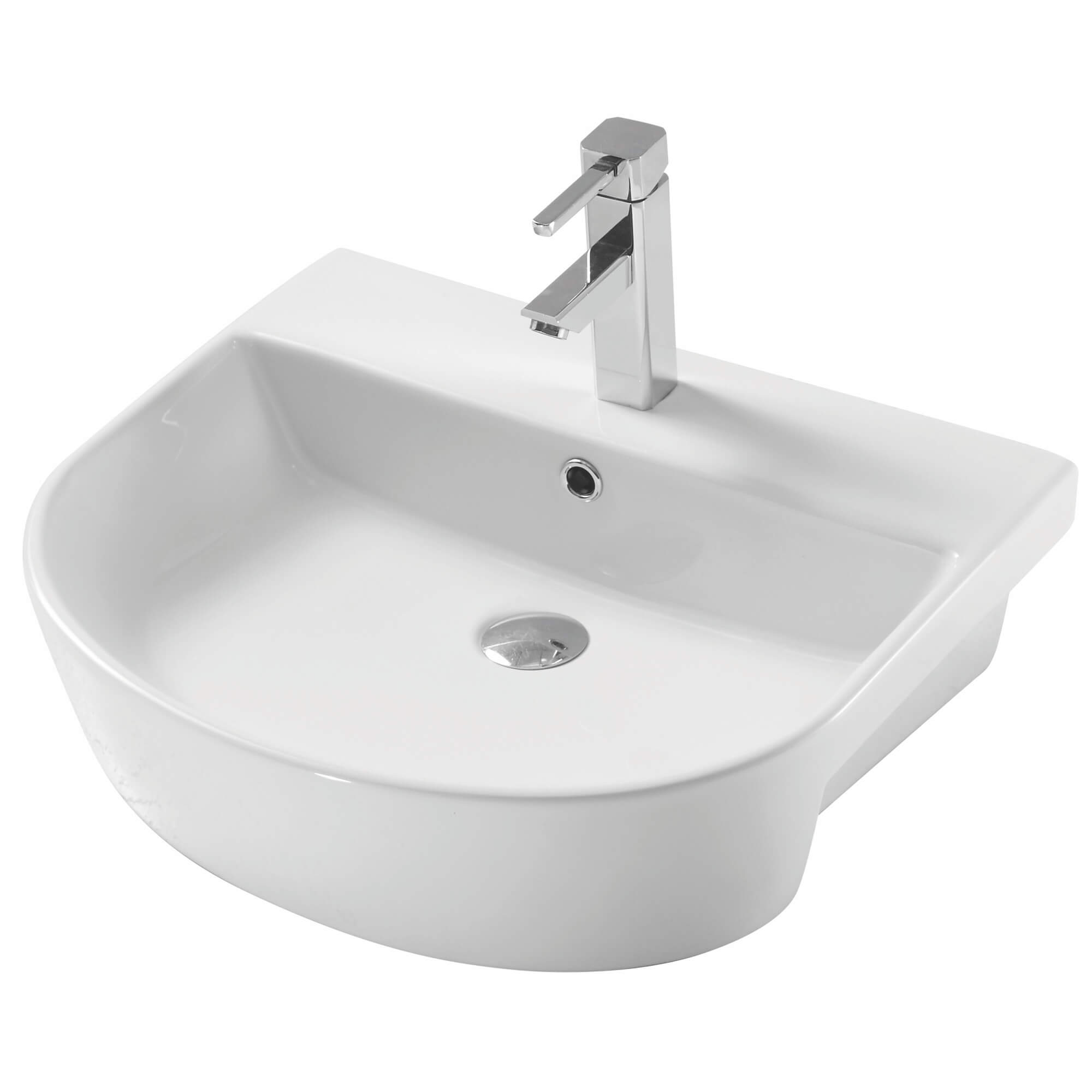 Kartell K-Vit Kameo 560mm 1 Tap Hole White Semi Recessed Basin
