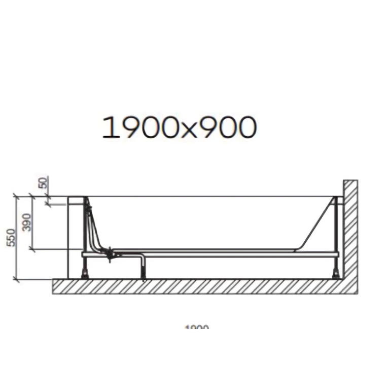 Sanica Granada Rectangular 1900 x 900mm Single Ended Bath with Heavy Duty Leg Pack and Reinforced Base - Image 4