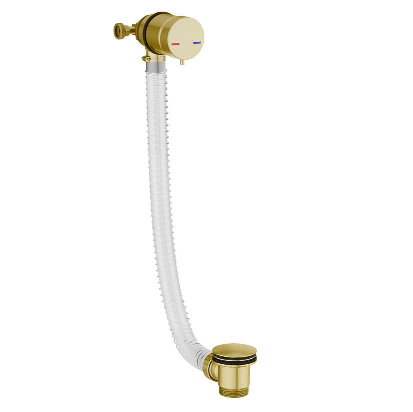 Single Lever Free Flow Bath Filler with Click Clack Waste-Brushed Brass