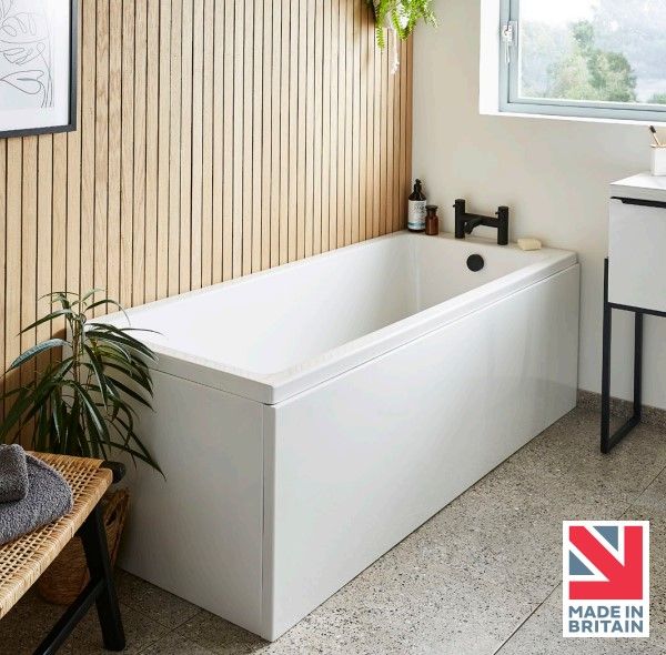 Kvit Spirit Single Ended Square Bath – Modern White Acrylic Bath, UK Made