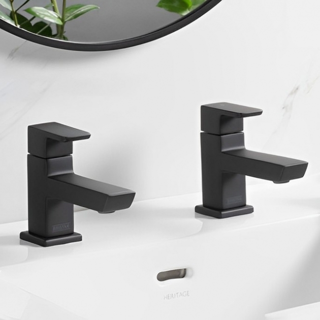Bristan Cobalt Basin Taps Pair Pillar Mounted - Black - Image 2