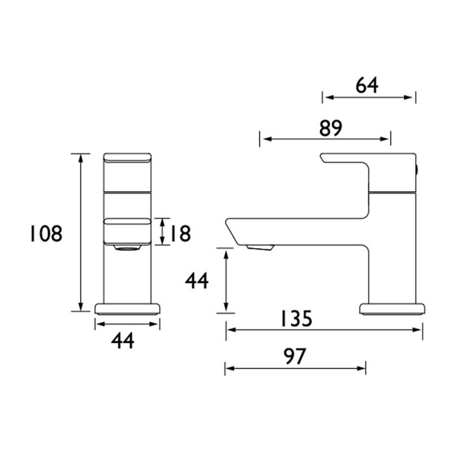 Bristan Cobalt Basin Taps Pair Pillar Mounted - Black - Image 3