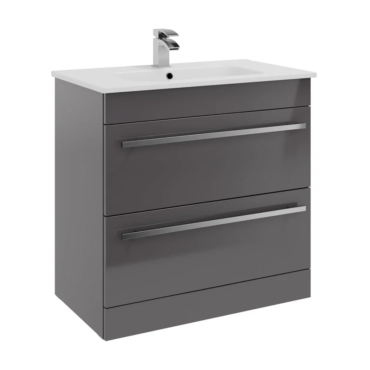 Kartell Purity 800 Storm Grey Gloss 2 Drawer Floor Standing Vanity Unit and Slim Basin