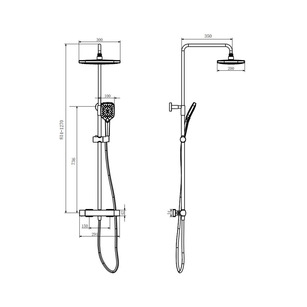 Kolt Thermostatic Bar Shower Drench Head & Handset Brushed Brass - Image 3