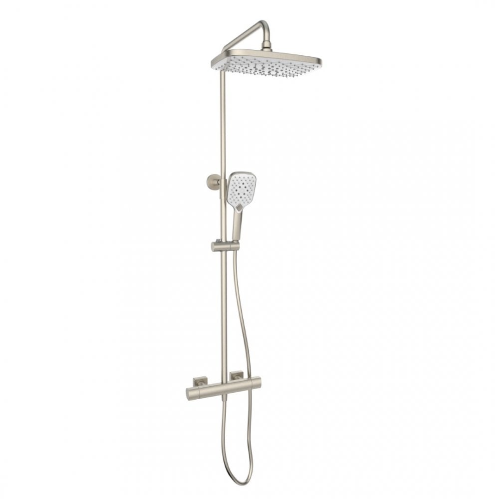 Kolt Thermostatic Bar Shower with Drench Head & Handset Brushed Nickel