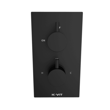 Kartell Nero Round Matt Black Concealed Thermostatic Shower Valve-1 Outlet