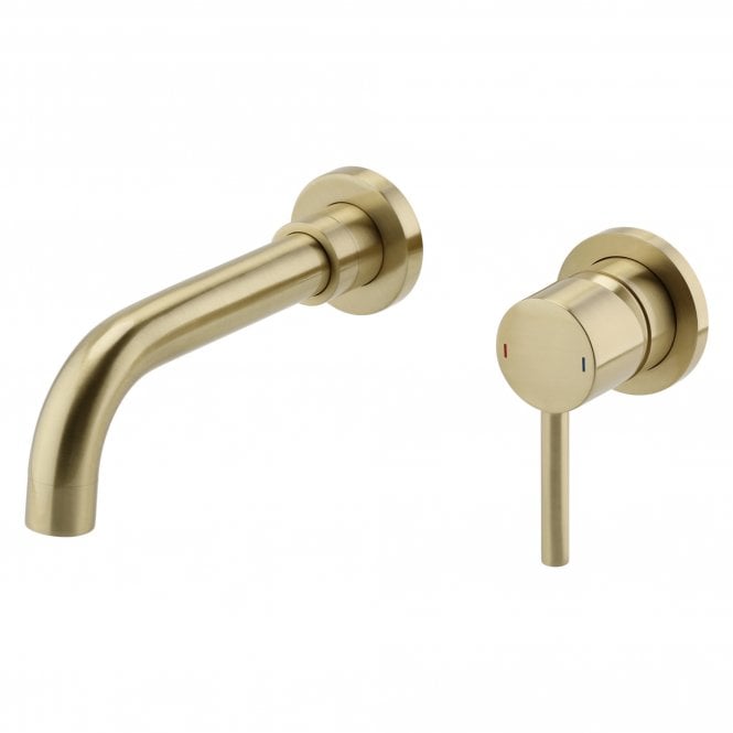 Kartell Ottone Wall Mounted Basin Mixer Tap Brushed Brass