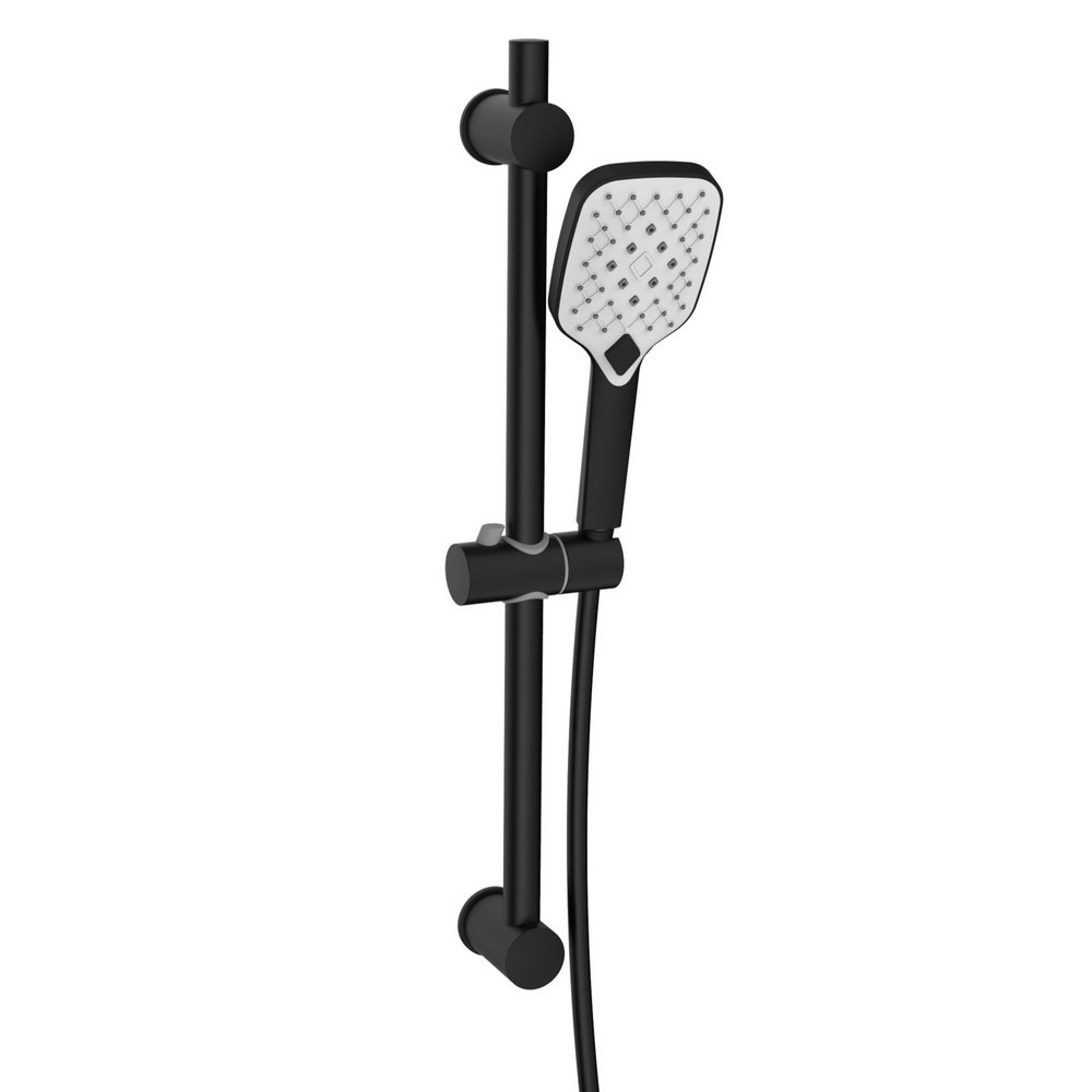 Kartell Kolt Matt Black Slide Rail Kit - Shower Slide Rail with Handset