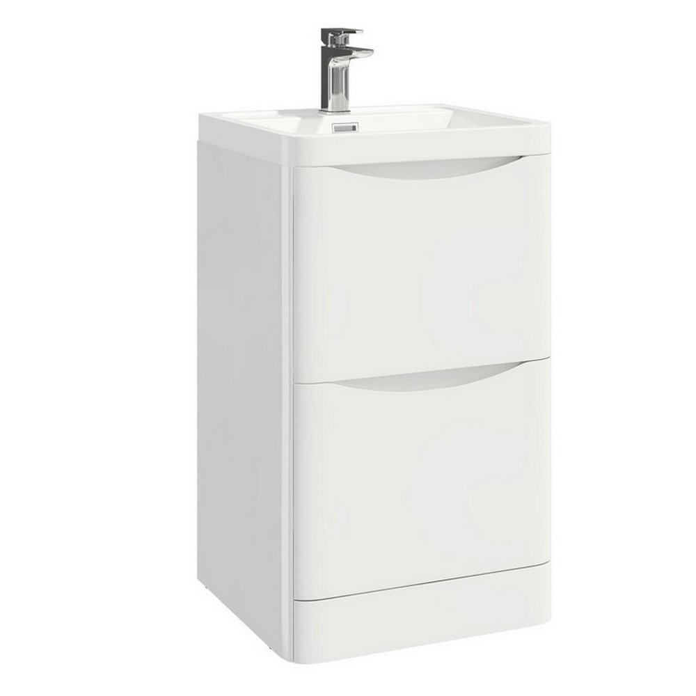 Scudo Bella 500mm Floorstanding Vanity Unit with Basin in High Gloss White Finish