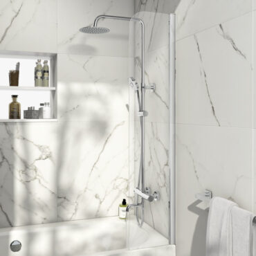 Scudo S6 Fixed Radius 1400 x 300mm Bath Screen Chrome Finish