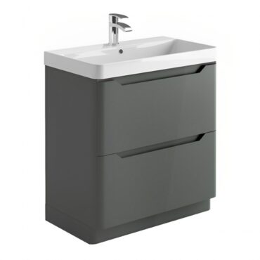 Ella Floor Standing 2-Drawer Vanity Unit with Basin 800mm Wide – Matt Anthracite