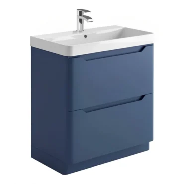 Ella Floor Standing 2-Drawer Vanity Unit with Basin 800mm Wide - Matt Twilight Blue