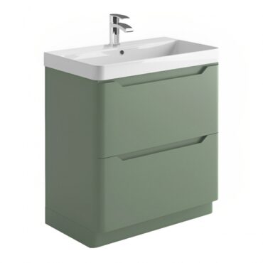 Ella Floor Standing 2-Drawer Vanity Unit with Basin 800mm Wide - Matt Sage Green