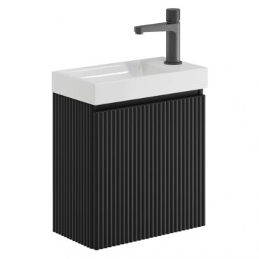 Linea Cloakroom 1-Drawer Wall Hung Vanity Unit with Basin 400mm Wide - Matte Black