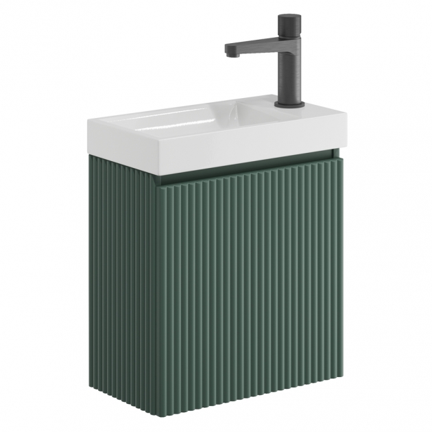 Linea Cloakroom 1-Drawer Wall Hung Vanity Unit with Basin 400mm Wide - Reed Green