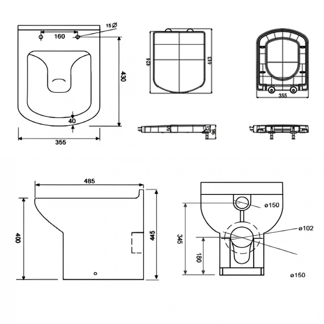 Kartell KVit Pure Back to Wall WC Toilet Pack with Soft Close Seat - Image 2