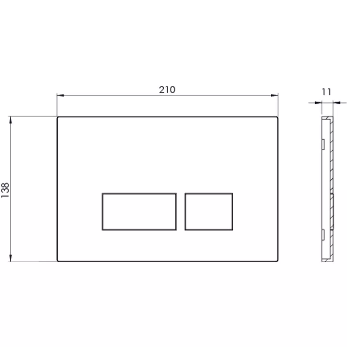 Tavistock Square Pneumatic Dual Flush Plate – Brushed Brass Finish - Image 3