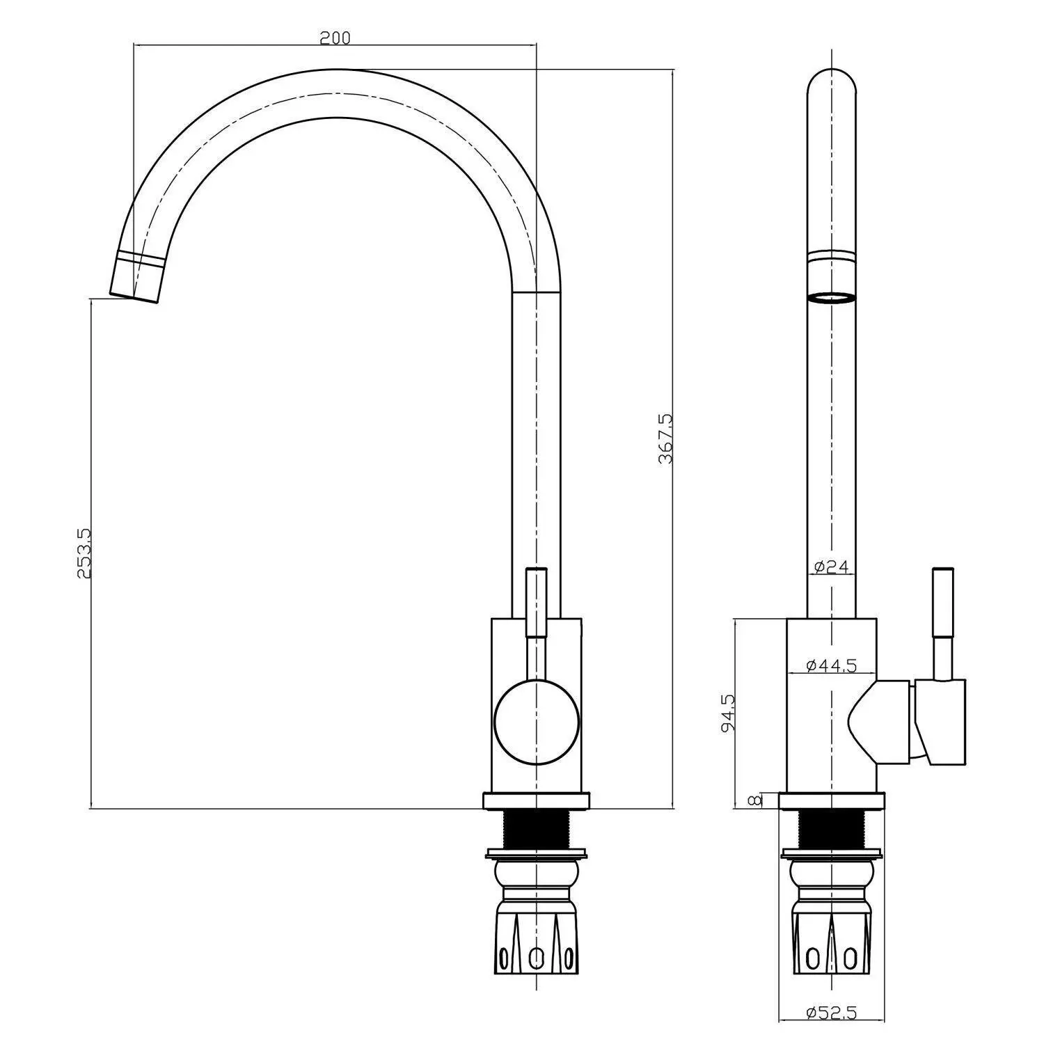 Scudo Manhattan Kitchen Sink Mixer Tap - Brushed Brass Finish with Single Lever Control and Swivel Spout - Image 7