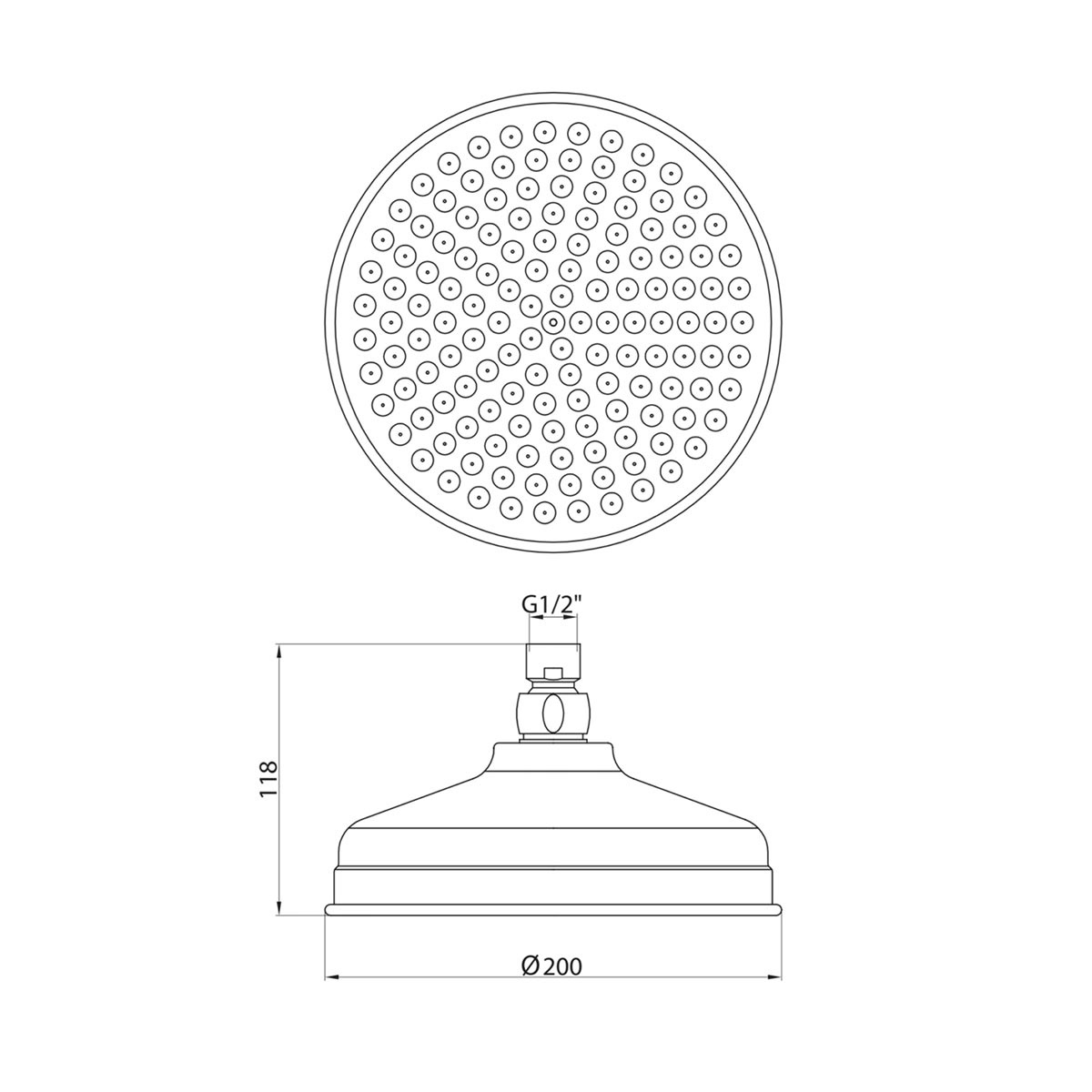 Scudo Chrome Traditional Raincan Shower Head 200mm – Classic Design - Image 2