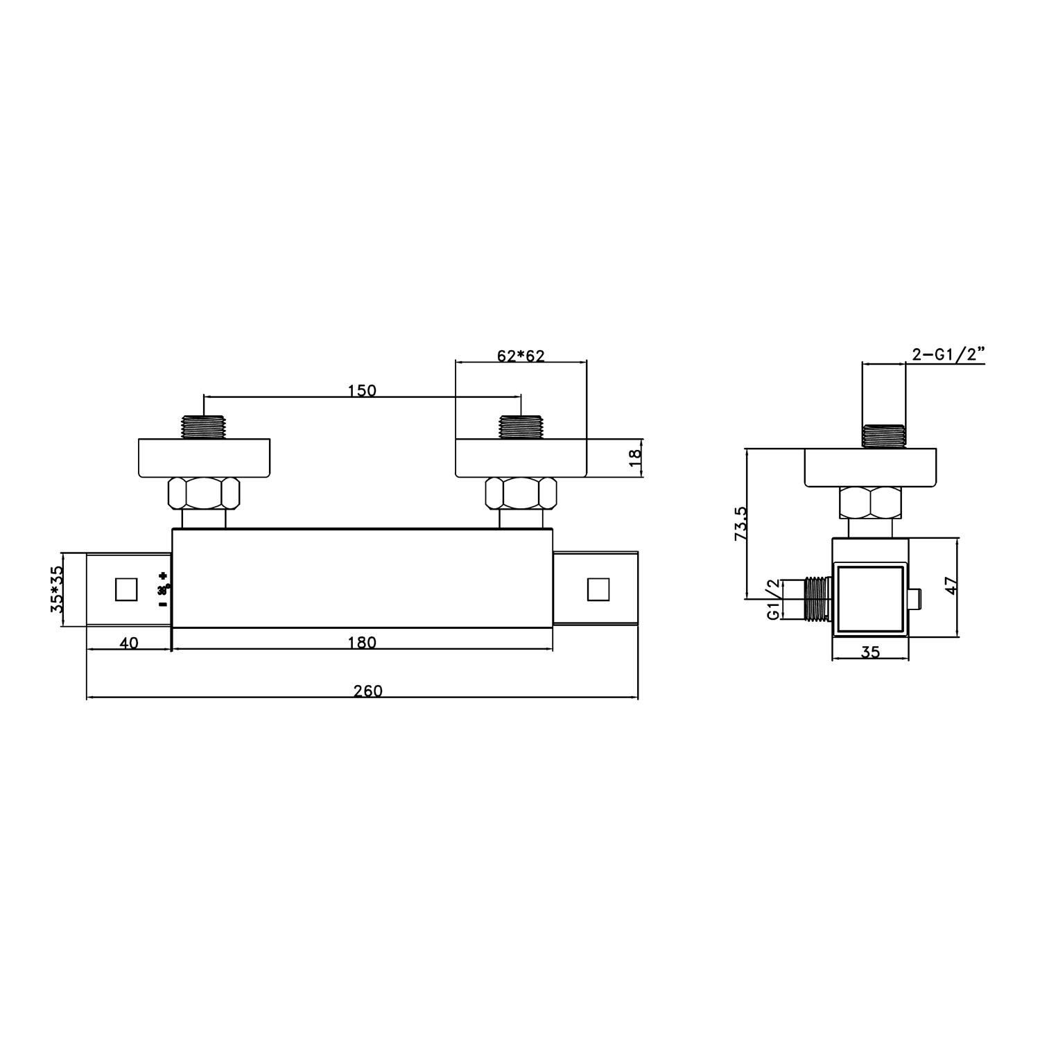 Scudo Matt Black Square Exposed Thermostatic Shower Valve - Image 2
