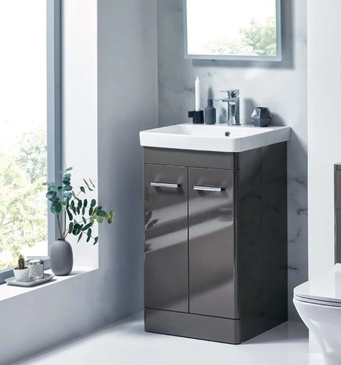 Scudo Rossini Wolf Grey Freestanding Vanity Unit with Basin 500mm - Modern Bathroom Storage - Image 2