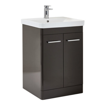 Scudo Rossini Wolf Grey Freestanding Vanity Unit with Basin 500mm - Modern Bathroom Storage