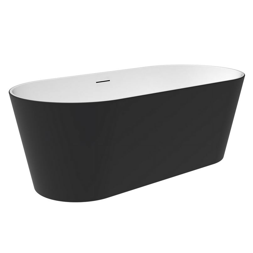 Bainlo Shadow 1700mm x 800mm Black Freestanding Bath - Image 2