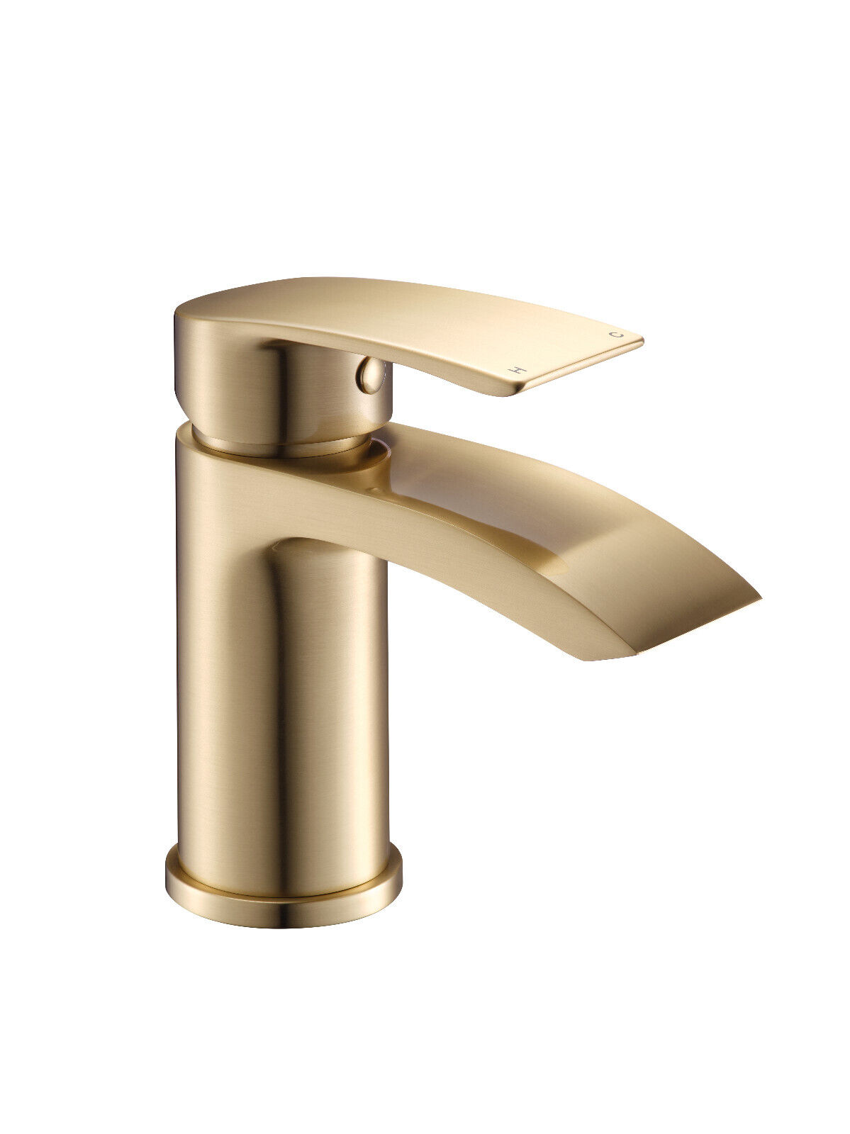 Brushed Brass Sleek Waterfall Basin Mono Tap - Waste