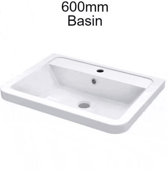 600mm Black Ribbed Textured Freestanding Vanity Unit with Basin & 2 Soft-Close Drawers - Image 7