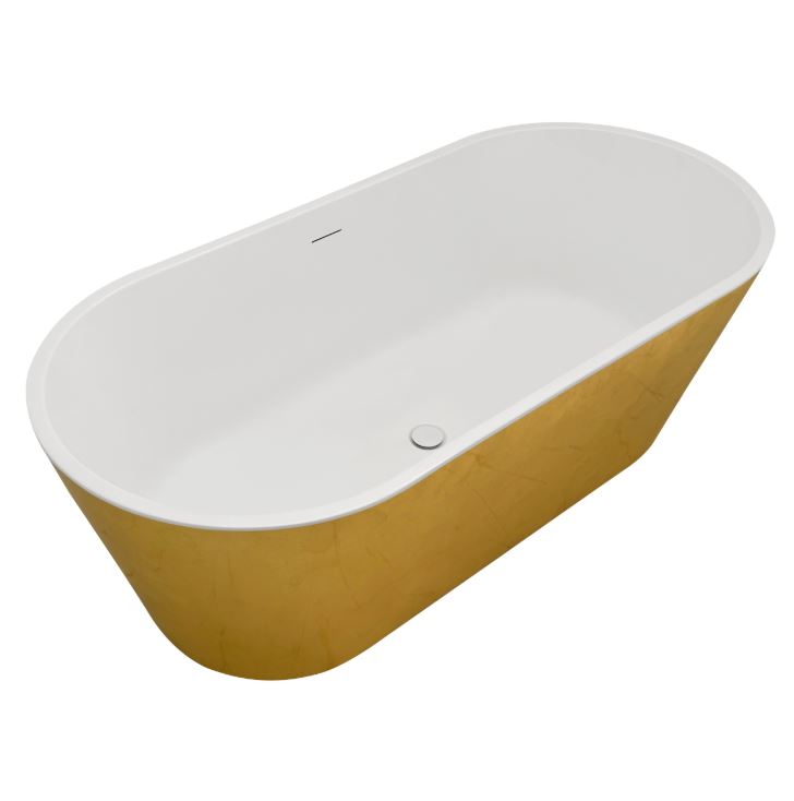 Bainlo Aureum 1590mm Gold Freestanding Bath – Double Ended - Image 2