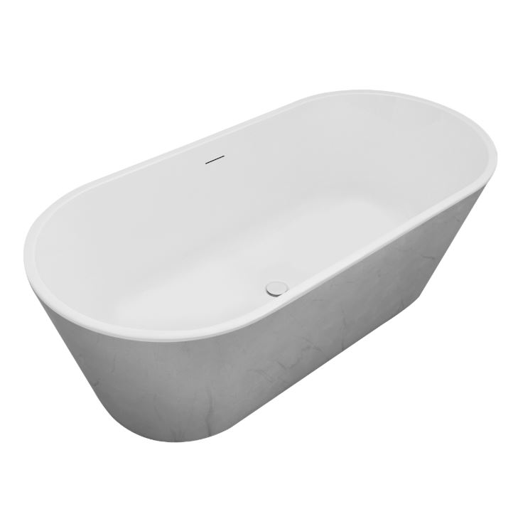 Bainlo Serenity 1590mm x 740mm Silver Freestanding Bath - Image 3