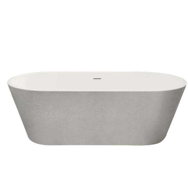 Bainlo Serenity 1590mm x 740mm Silver Freestanding Bath