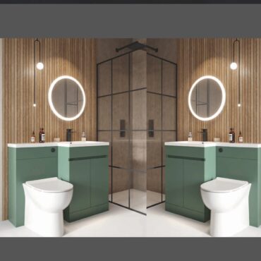 Empire 1100mm Wide Floor Standing Vanity Furniture Pack - Green, Left or Right