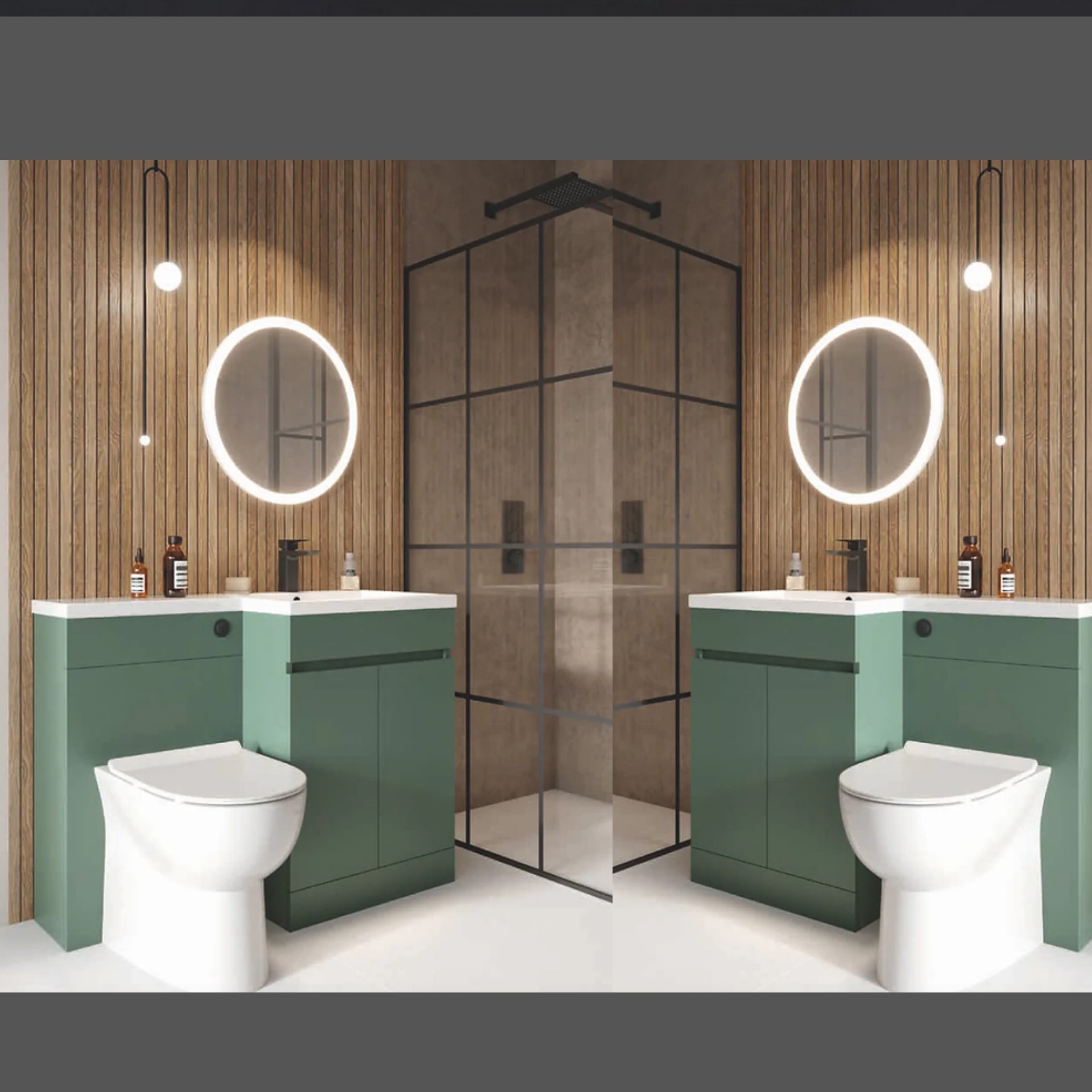 Empire 1100mm Wide Floor Standing Vanity Furniture Pack - Green, Left or Right
