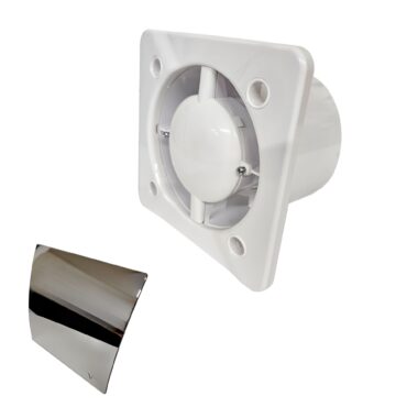 Turbo 100mm chrome Extractor Fan with Timer – Modern, Low-Noise Bathroom Ventilation