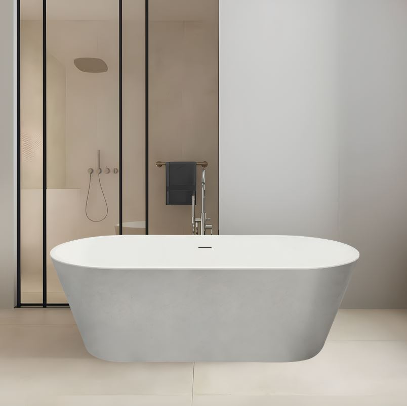 Bainlo Serenity 1590mm x 740mm Silver Freestanding Bath - Image 2