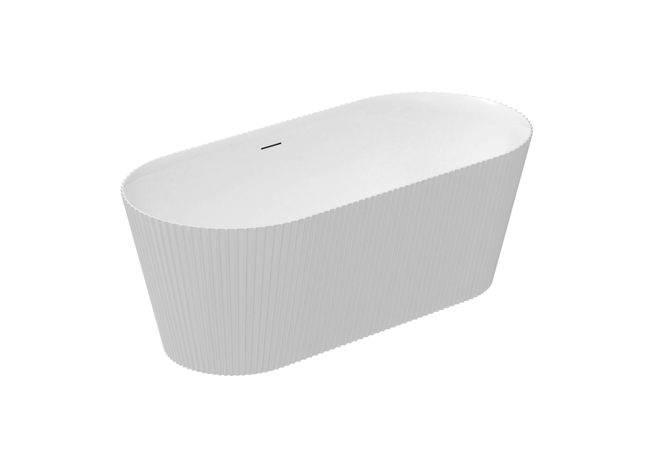 Bainlo Fluted 1595mm x 740mm White Elegant Freestanding Bath