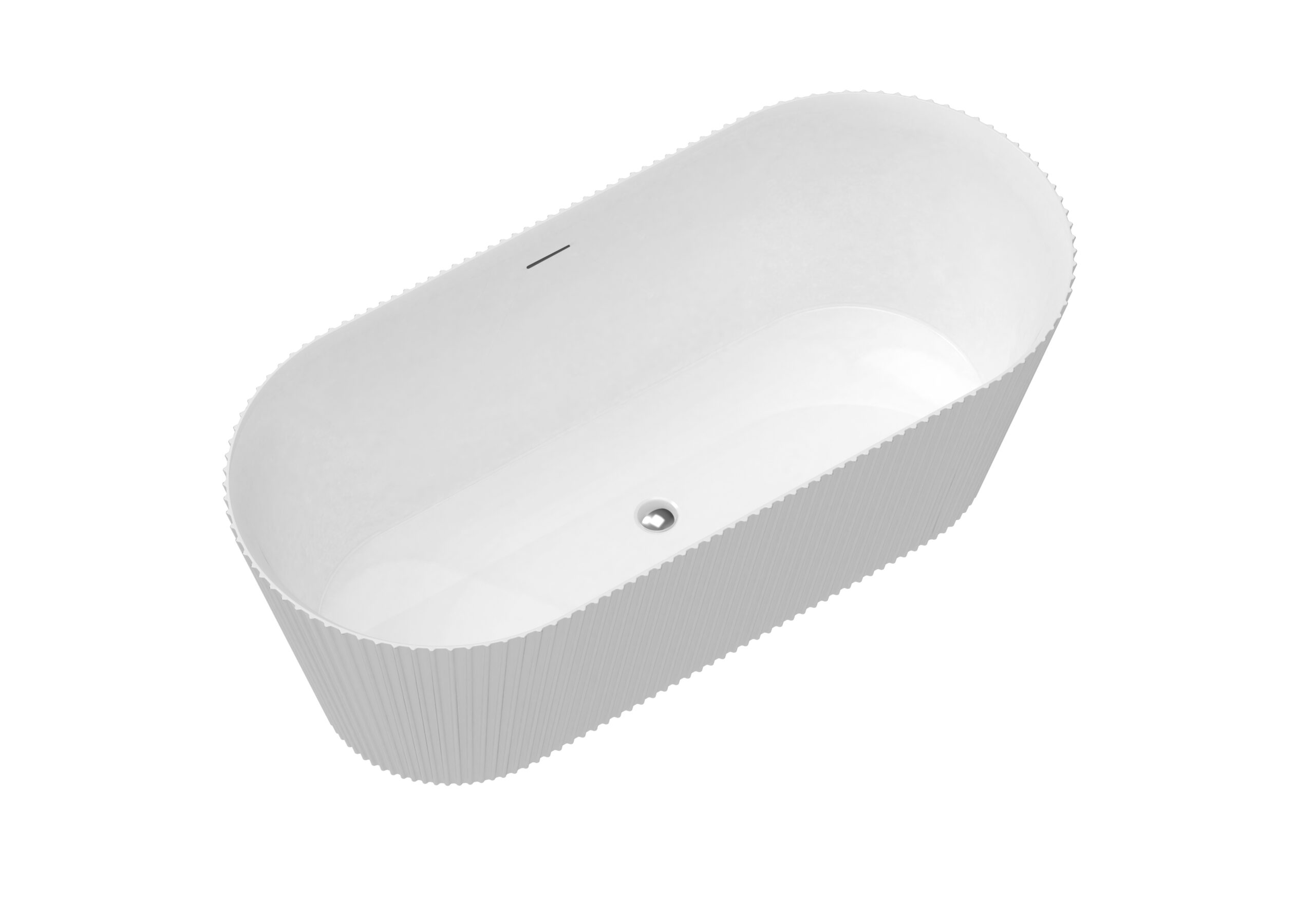 Bainlo Fluted 1595mm x 740mm White Elegant Freestanding Bath - Image 4